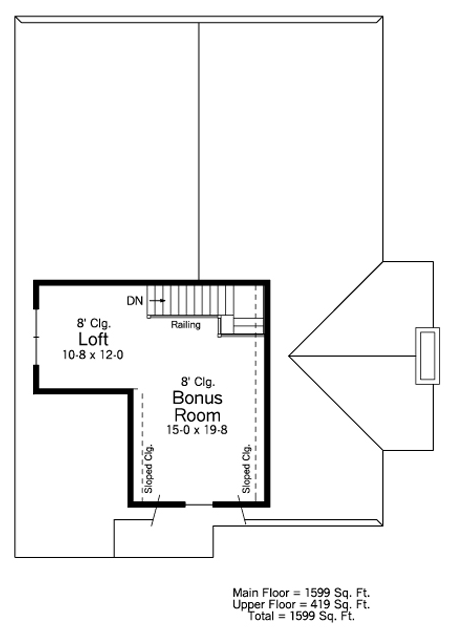 Cottage Ranch Traditional Level Two of Plan 42500