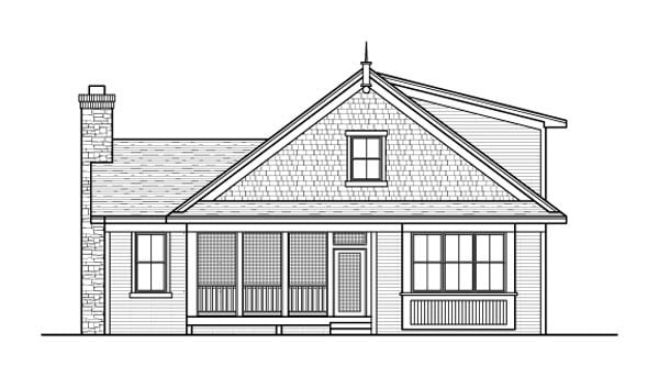 Cottage Ranch Traditional Rear Elevation of Plan 42500