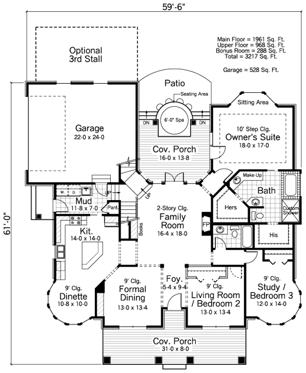 Colonial Southern Traditional Level One of Plan 42506