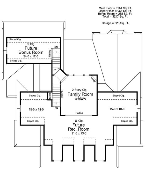 Colonial Southern Traditional Level Two of Plan 42506