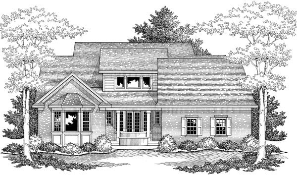 Colonial Southern Traditional Rear Elevation of Plan 42506