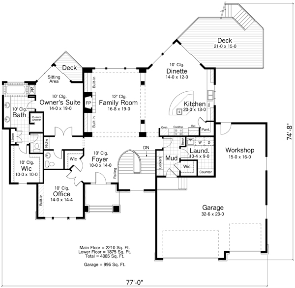 European Ranch Traditional Level One of Plan 42508