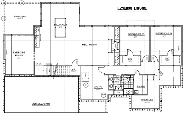 Craftsman Ranch Traditional Lower Level of Plan 42509