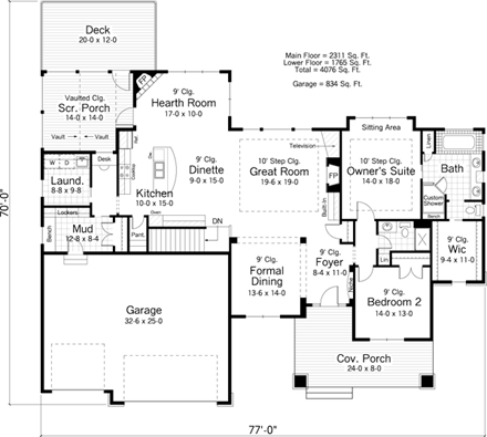 House Plan 42509 First Level Plan