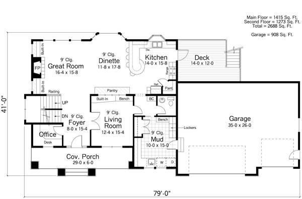 Farmhouse Traditional Level One of Plan 42511