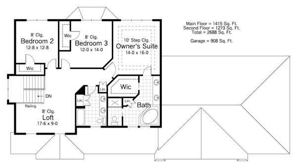 Farmhouse Traditional Level Two of Plan 42511