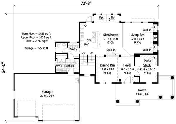 Country Farmhouse Traditional Level One of Plan 42512