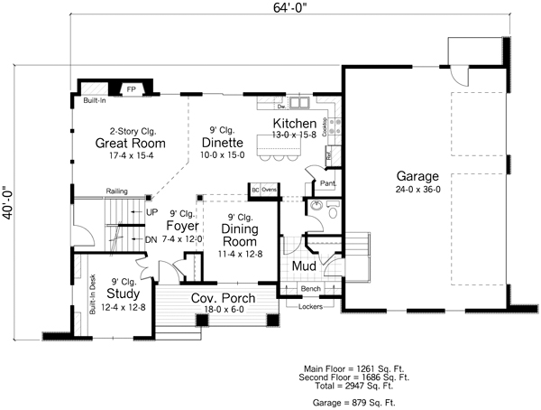 Craftsman Traditional Level One of Plan 42516