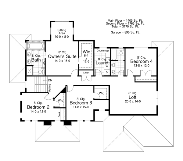 Craftsman Traditional Level Two of Plan 42518