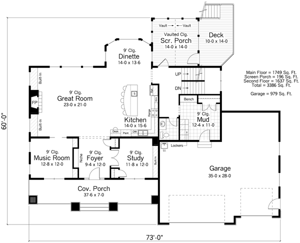 Craftsman Traditional Level One of Plan 42520