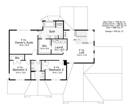 House Plan 42520 Second Level Plan