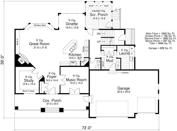 Craftsman Traditional Level One of Plan 42521