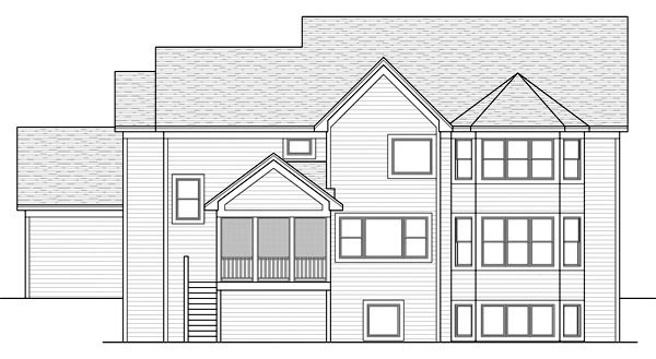 Craftsman Traditional Rear Elevation of Plan 42521