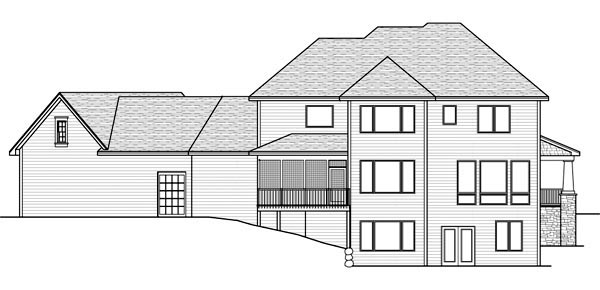 Traditional Plan with 3524 Sq. Ft., 4 Bedrooms, 4 Bathrooms, 3 Car Garage Rear Elevation