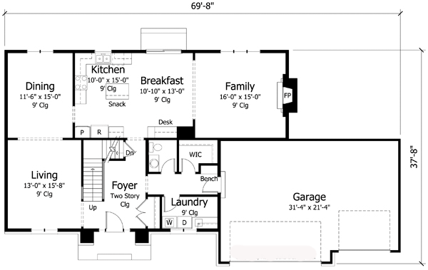 Country Craftsman Traditional Level One of Plan 42531