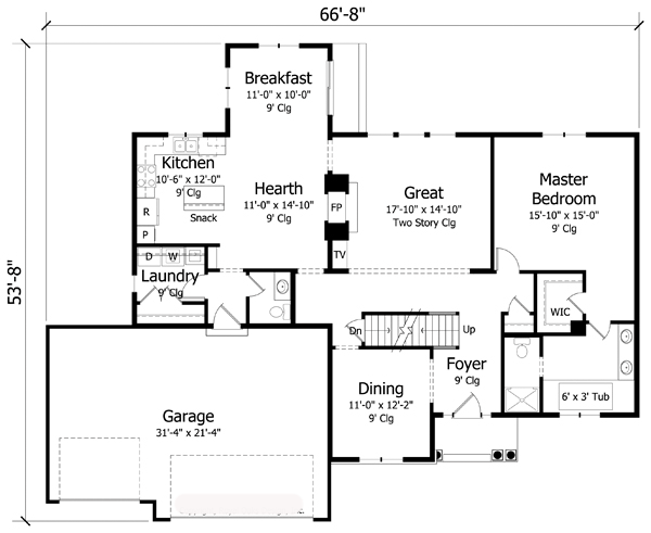 Country Craftsman Traditional Level One of Plan 42535