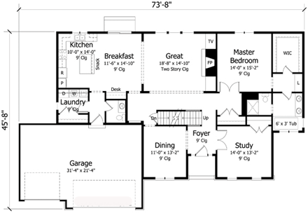 House Plan 42537 First Level Plan