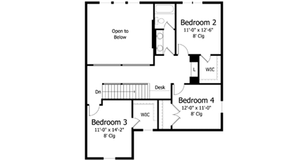 House Plan 42537 Second Level Plan