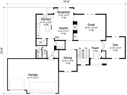 House Plan 42539 First Level Plan