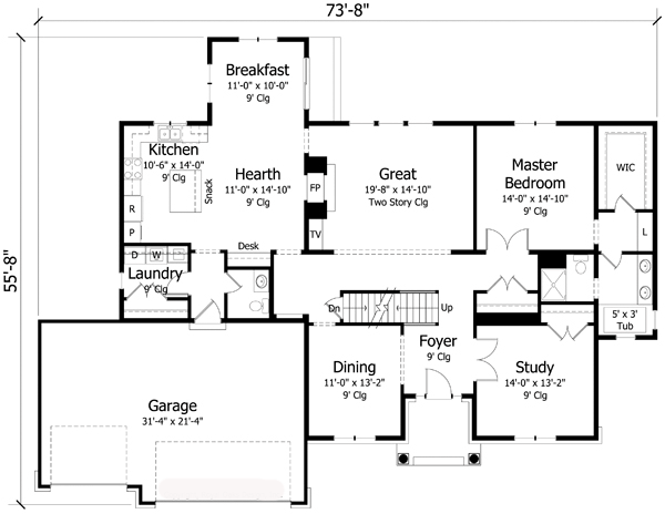 Country Craftsman Traditional Level One of Plan 42541