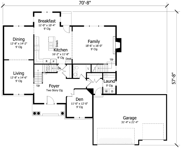 Country Craftsman Traditional Level One of Plan 42542