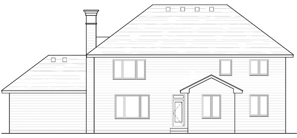 Country Craftsman Traditional Rear Elevation of Plan 42542