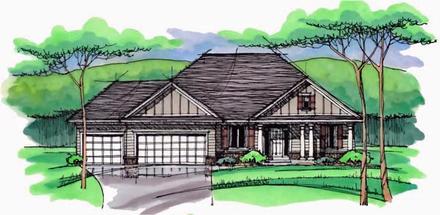 Cottage Country Craftsman European Ranch Traditional Elevation of Plan 42546