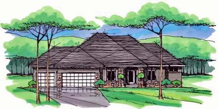 Cottage Country Craftsman European Ranch Traditional Elevation of Plan 42550