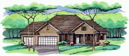 Cottage Country Craftsman European Ranch Traditional Elevation of Plan 42553