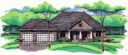 Cottage Country Craftsman European Ranch Traditional Elevation of Plan 42554