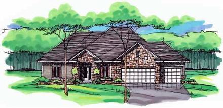 Cottage Country Craftsman European Ranch Traditional Elevation of Plan 42555