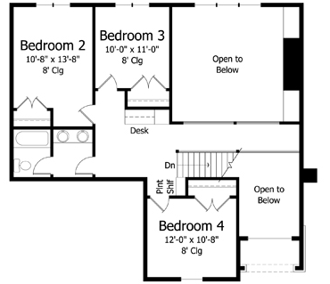 Colonial Cottage Country Craftsman European Traditional Level Two of Plan 42558