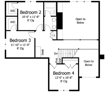 Colonial Cottage Country Craftsman European Traditional Level Two of Plan 42559