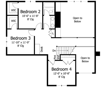 Colonial Cottage Country Craftsman European Traditional Level Two of Plan 42560