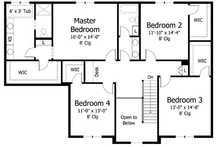 Colonial Cottage Country Craftsman European Traditional Level Two of Plan 42562