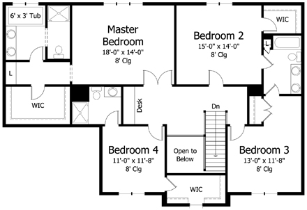 Colonial Cottage Country Craftsman European Traditional Level Two of Plan 42563