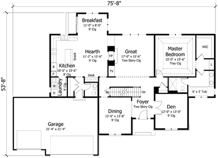 House Plan 42564 First Level Plan