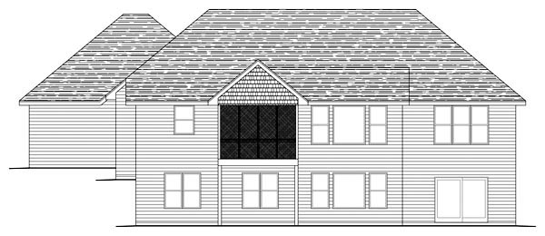 Traditional Rear Elevation of Plan 42593