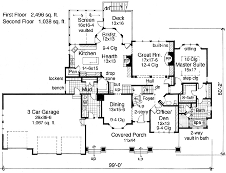 House Plan 42612 First Level Plan