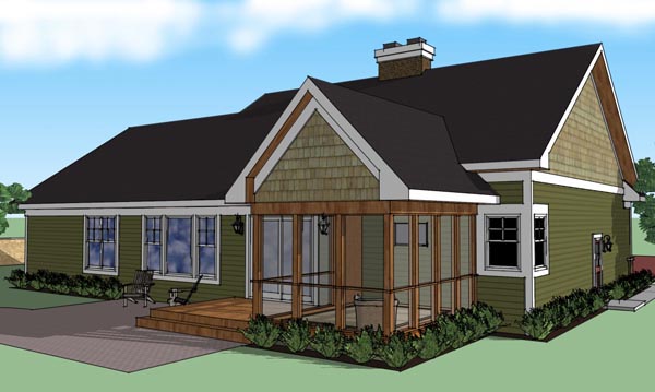 Craftsman Rear Elevation of Plan 42614