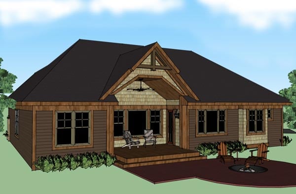 Craftsman Rear Elevation of Plan 42615