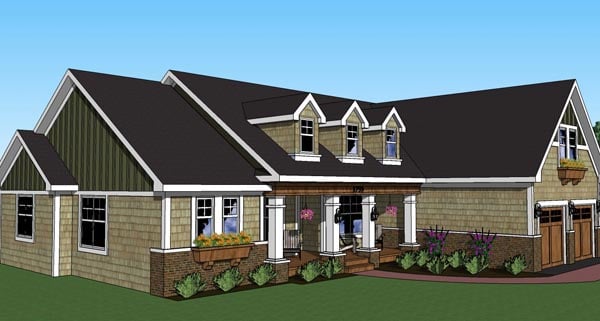 Traditional Plan with 1897 Sq. Ft., 3 Bedrooms, 3 Bathrooms, 2 Car Garage Picture 2