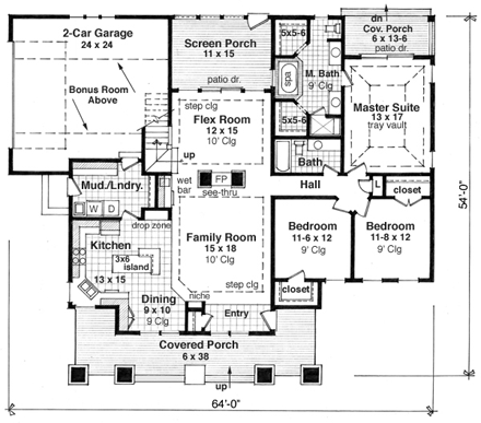 House Plan 42618 First Level Plan