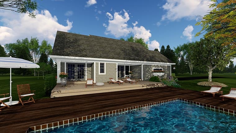 Bungalow, Cottage, Craftsman, Traditional Plan with 1866 Sq. Ft., 3 Bedrooms, 2 Bathrooms, 2 Car Garage Rear Elevation