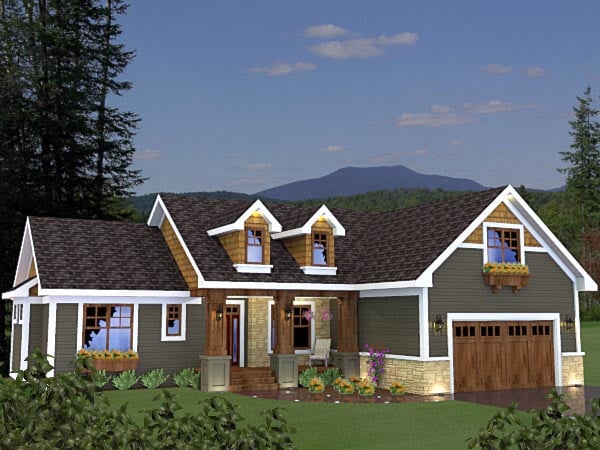 Craftsman Plan with 1724 Sq. Ft., 3 Bedrooms, 2 Bathrooms, 2 Car Garage Elevation