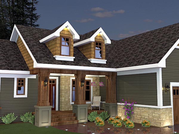 Craftsman Plan with 1724 Sq. Ft., 3 Bedrooms, 2 Bathrooms, 2 Car Garage Picture 7