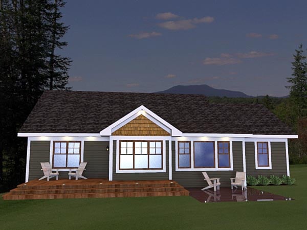 Craftsman Plan with 1724 Sq. Ft., 3 Bedrooms, 2 Bathrooms, 2 Car Garage Rear Elevation