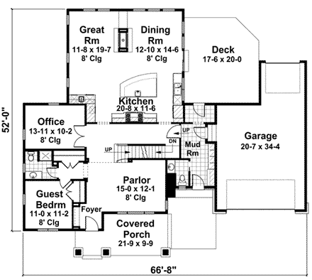 House Plan 42646 First Level Plan