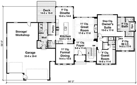 House Plan 42648 First Level Plan