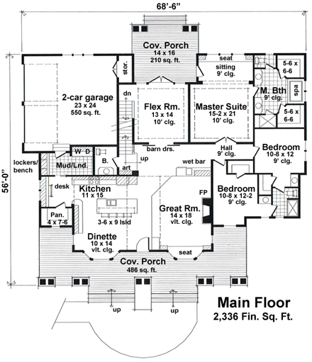 House Plan 42653 First Level Plan